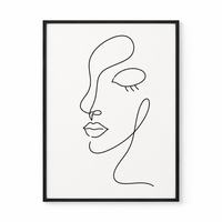 Minimalist line art portrait of a face with single continuous black line on white background